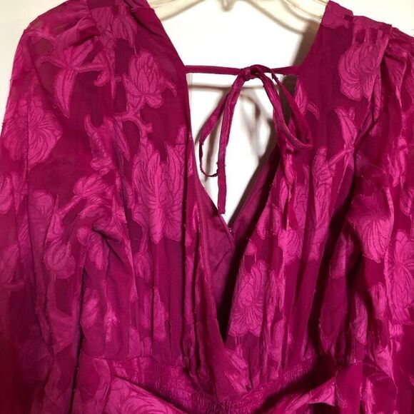 BOG BAND OF THE FREE - NWT “Kiss Me” Peplum Tiered Mini Dress in Fuchsia - Picture 7 of 16